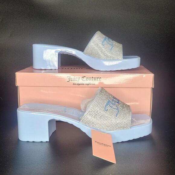 Juicy Couture Harmona Periwinkle Blue Platform Sandals Sz 7.5 Easter Spring NWB - Picture 1 of 8